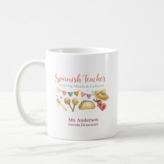 Personalized Spanish Teacher Gift Coffee Mug (Left)