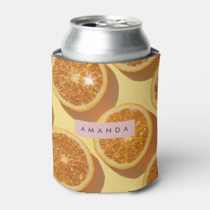 Personalized Sparkle Citrus Glitter Orange Can Cooler