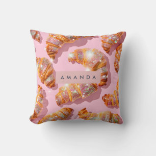 Personalized Sparkle Croissant Style Throw Pillow