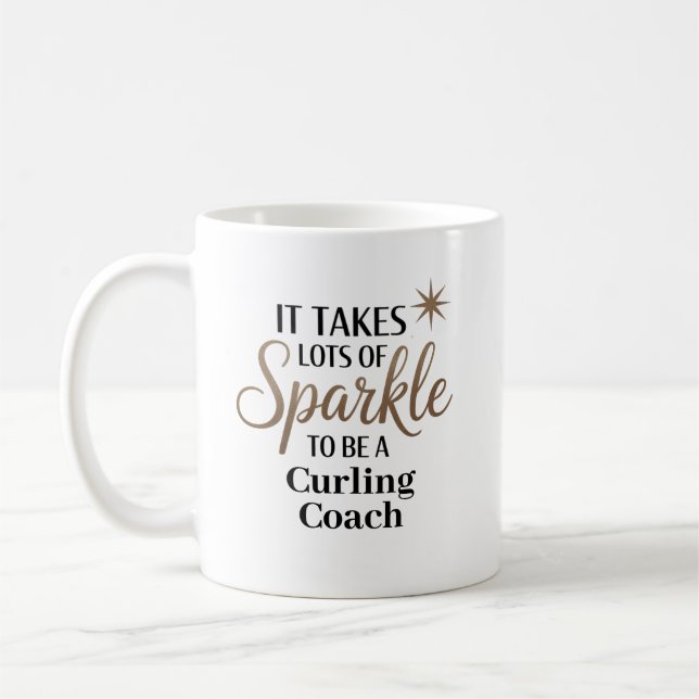 Personalized Sparkle Curling Coach Coffee Mug (Left)