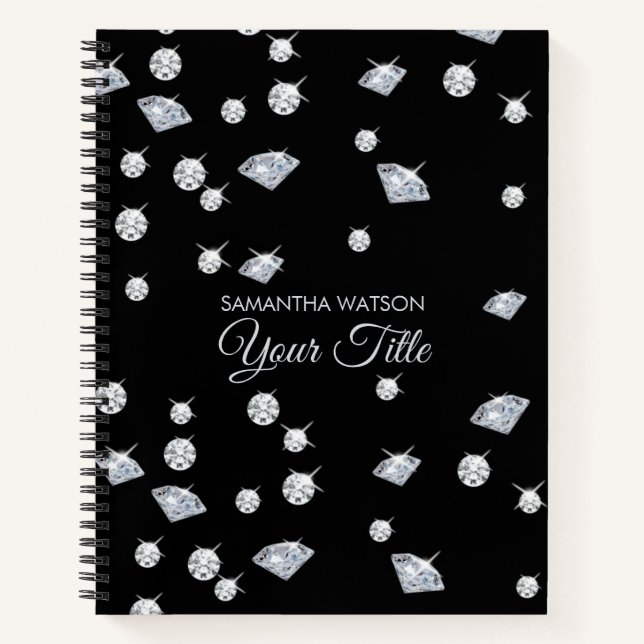 Personalized Sparkle Diamonds  Notebook (Front)