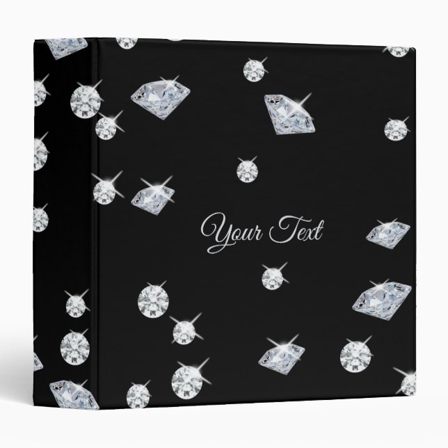 Personalized Sparkle Diamonds School Binder (Front/Spine)