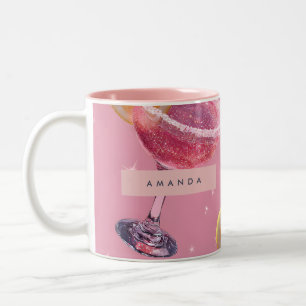 Personalized Sparkle Glam Pink Cocktail Two-Tone Coffee Mug