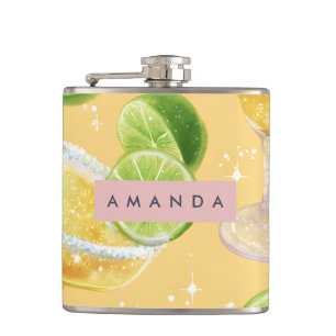 Personalized Sparkle Margarita & Lime Hip Flask