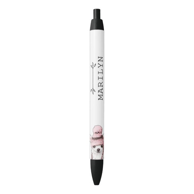 Personalized Sparkle The Tiny Chi | Cute Chihuahua Black Ink Pen (Front Vertical)