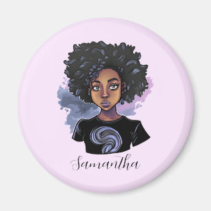 Personalized Sparkling African American Woman Magnet