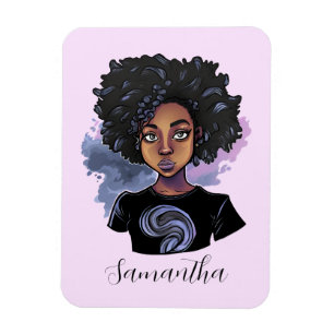 Personalized Sparkling African American Woman Magnet