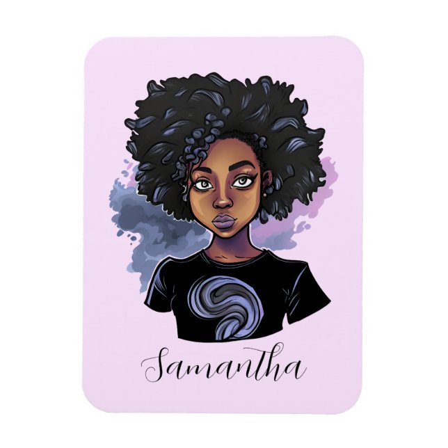Personalized Sparkling African American Woman Magnet (Vertical)