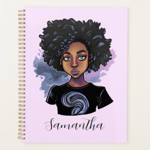 Personalized Sparkling African American Woman Planner