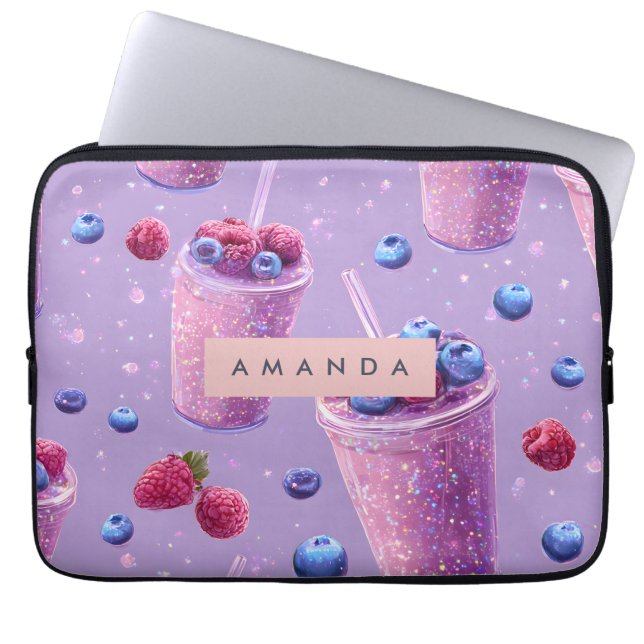 Personalized Sparkling Berry Bliss Purple Smoothie Laptop Sleeve (Front)