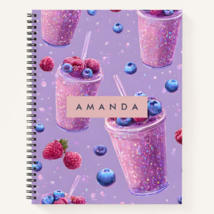 Personalized Sparkling Berry Bliss Purple Smoothie Notebook
