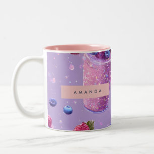 Personalized Sparkling Berry Bliss Purple Smoothie Two-Tone Coffee Mug