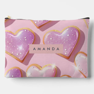 Personalized Sparkling Heart Cookie Delight Accessory Pouch