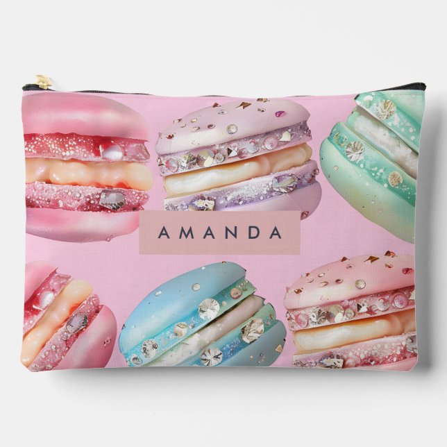 Personalized Sparkling Pastel Macaron Bliss Accessory Pouch (Front)