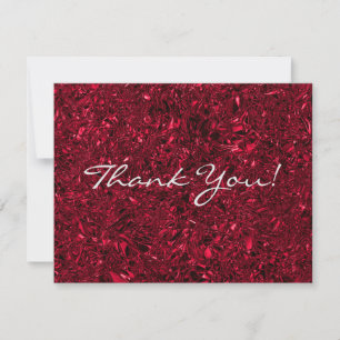 Personalized sparkling red crushed foil thank you card
