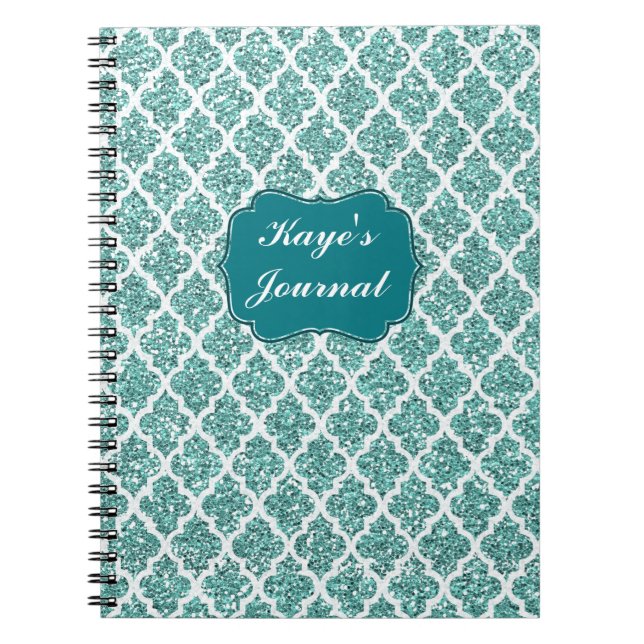 Personalized Sparkling Teal Notebook (Front)
