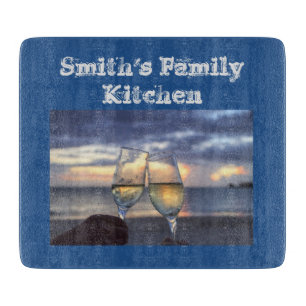 Personalized Sparkling wine Glasses Cheers Cutting Board