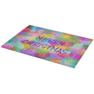 PERSONALIZED SPARKLY COLOURED MERRY CHRISTMAS CUTTING BOARD