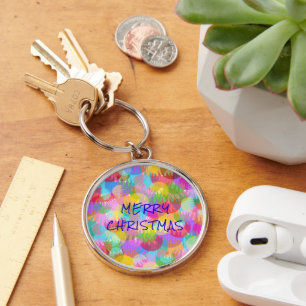 PERSONALIZED SPARKLY COLOURED MERRY CHRISTMAS KEYCHAIN