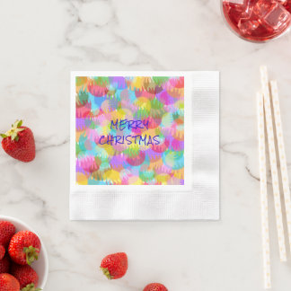PERSONALIZED SPARKLY COLOURED MERRY CHRISTMAS NAPKIN