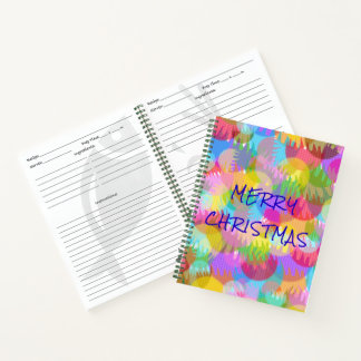 PERSONALIZED SPARKLY COLOURED MERRY CHRISTMAS NOTEBOOK