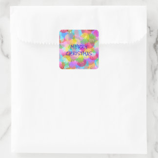PERSONALIZED SPARKLY COLOURED MERRY CHRISTMAS SQUARE STICKER