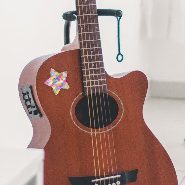 PERSONALIZED SPARKLY COLOURED MERRY CHRISTMAS STAR STICKER (Creator Uploaded)