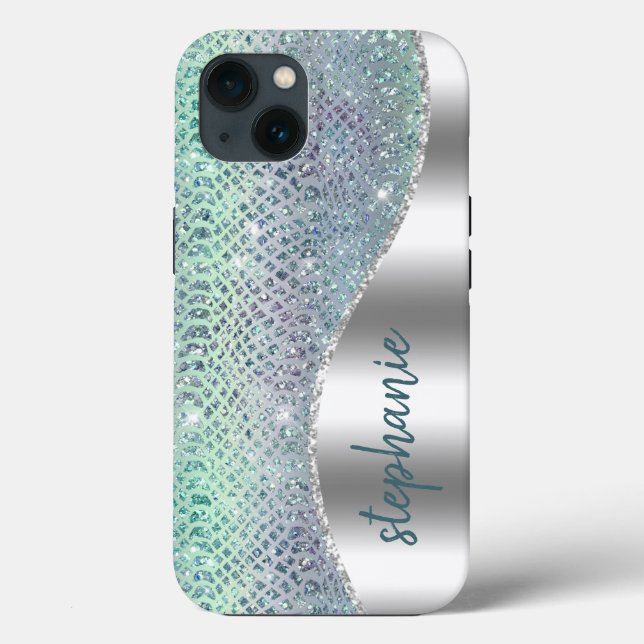 Personalized Sparkly Diamond Snakeskin Case-Mate iPhone Case (Back)