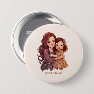 Personalized Sparkly Mother and Daughter 3 Inch Round Button