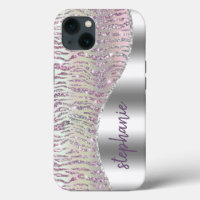 Personalized Sparkly Pink Diamond Tiger Stripes