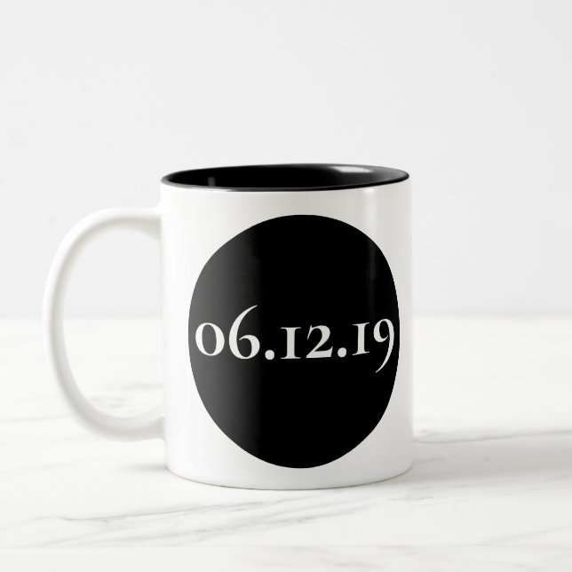 Personalized Special Date Black And White Two-Tone Coffee Mug (Left)