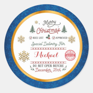 Personalized Special Delivery North Pole Santa Classic Round Sticker