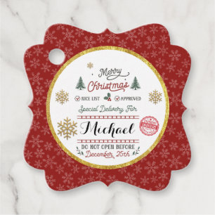 Personalized Special Delivery North Pole Santa Favour Tags