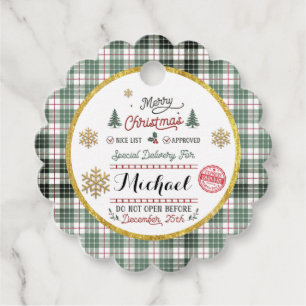 Personalized Special Delivery North Pole Santa Favour Tags