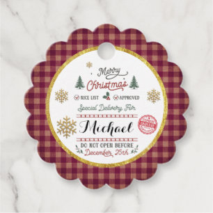 Personalized Special Delivery North Pole Santa Favour Tags