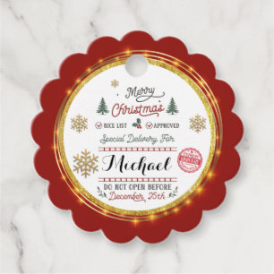 Personalized Special Delivery North Pole Santa Favour Tags