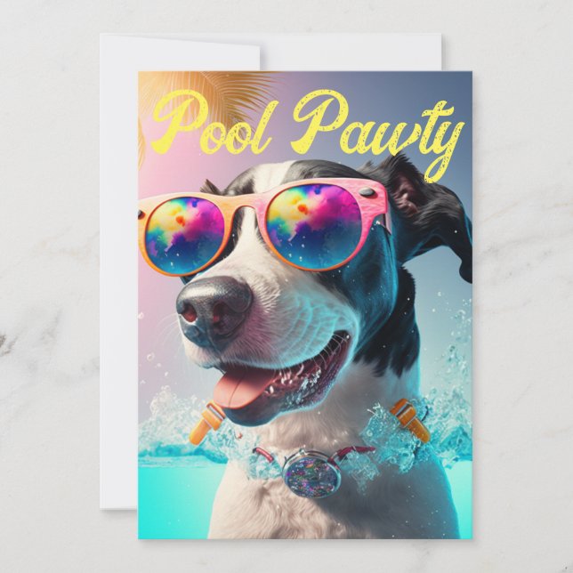 Personalized Special Pool Pawty for your Dog Party Invitation (Front)