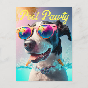 Personalized Special Pool Pawty for your Dog Party Postcard