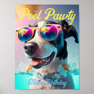 Personalized Special Pool Pawty for your Dog Party Poster