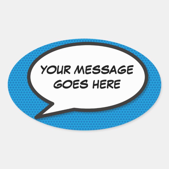 Personalized Speech Bubble Fun Comic Book Oval Sticker (Front)