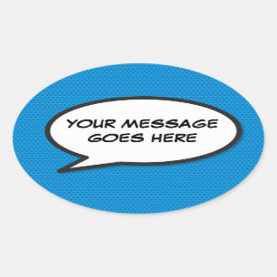 Personalized Speech Bubble Fun Comic Book Oval Sticker