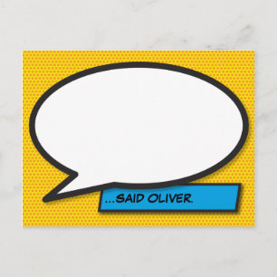 Personalized Speech Bubble Fun Comic Book Postcard