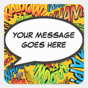 Personalized Speech Bubble Fun Comic Book Square Sticker