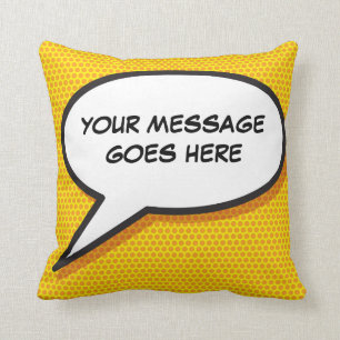 Personalized Speech Bubble Fun Cool Comic Book Throw Pillow