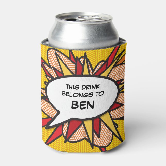 Personalized Speech Bubble Funny Modern Cool Can Cooler (Can Front)