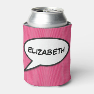 Personalized Speech Bubble Pink Fun Modern Can Cooler