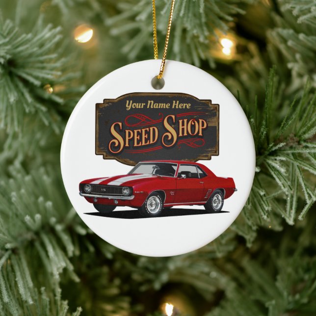 Personalized Speed Shop Ceramic Ornament (Tree)