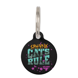 Personalized 'Sphynx Cats Rule' Vibrant Pop Art Pet Tag