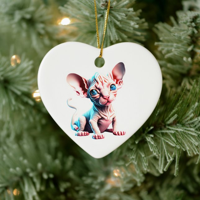 Personalized Sphynx Kitten Ceramic Ornament (Tree)