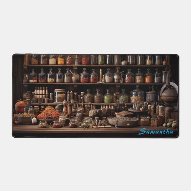 Personalized Spice Shop Counter Desk Mat (Front)